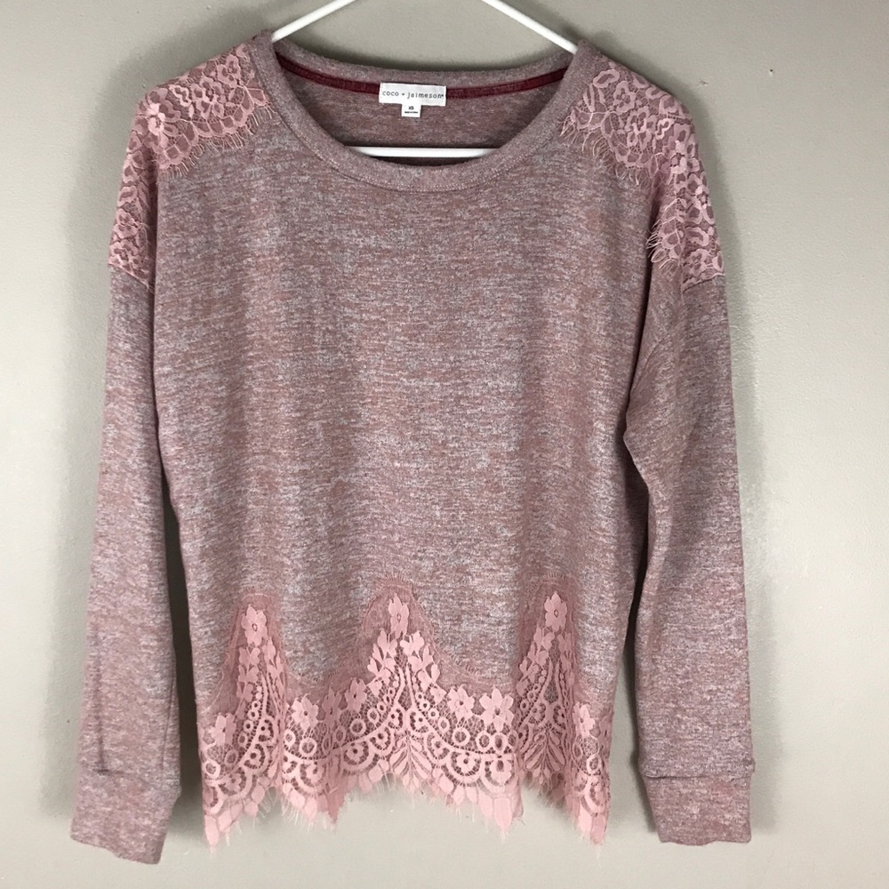 Coco jaimeson Pink Lace soft sweater oversized XS - Picture 1 of 6
